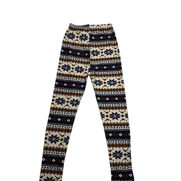 Agnes & Dora Kids Leggings Trio - Navy Blue, Brown, Multicolor Fair Isle L/XL - Picture 4 of 8